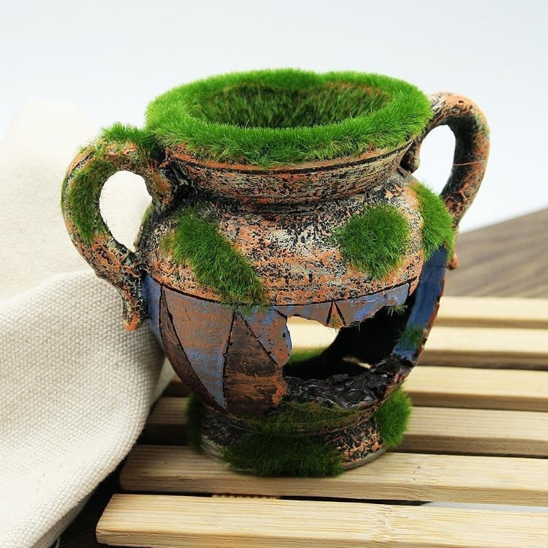Aquarium Fish For Sale Online - 1pc Resin Vase with Moss Aquarium